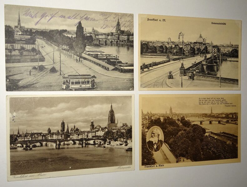 4xAk Postkarte Frankfurt a.M. Ansichtskarte antik Altstadt Untermainbrücke