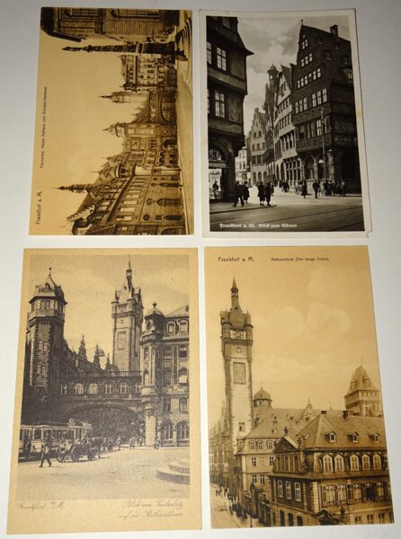 4xAk Postkarte Frankfurt a.M. Ansichtskarte antik Römer Rathausturm