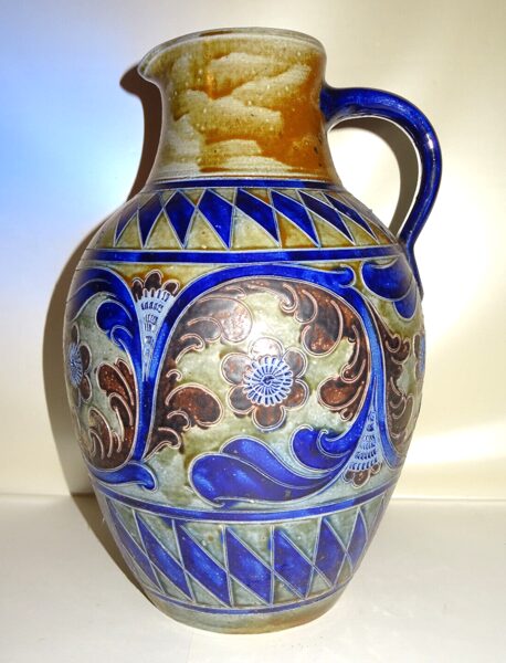 Große Salzglasur Kanne Krug Steinzeug Höhe 37cm Vintage