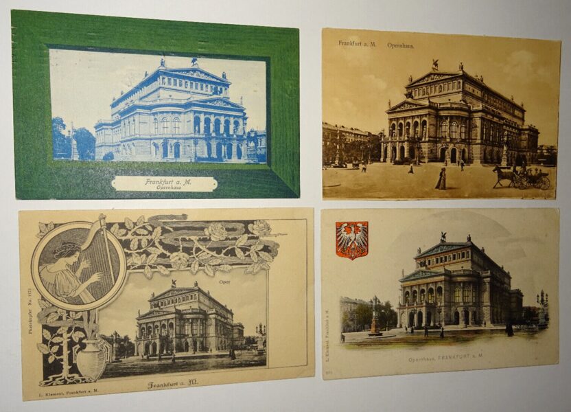 4xAk Postkarte Frankfurt a.M. Ansichtskarte antik Opernplatz Opernhaus Oper