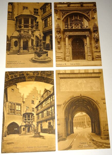 4xAk Postkarte Frankfurt a.M. Ansichtskarte antik Römerhof Rathaus Limpurg