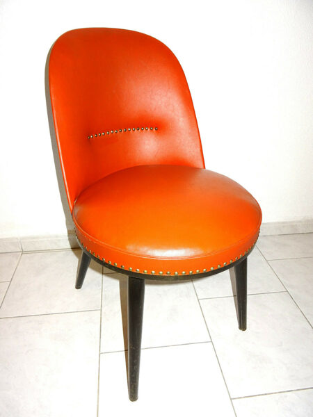 Vintage Mid Century 50s 50er Jahre Stuhl Chair Leder Nieten rötlich Top-Zustand
