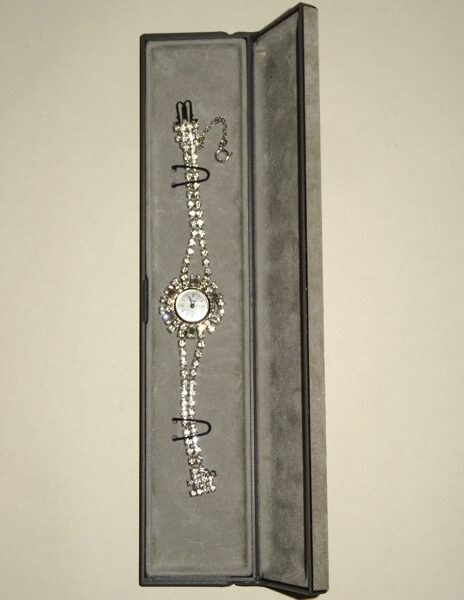 CLIPPER DAMEN ARMBANDUHR Strass Glas Handaufzug DAU L:17,5cm Edel Vintage Uhr