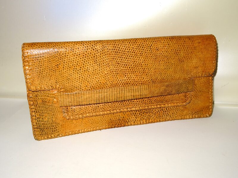 Vintage Leguan Waran Varan Leder Tasche Abendtasche clutch Geldbörse Handarbeit 60s 70s